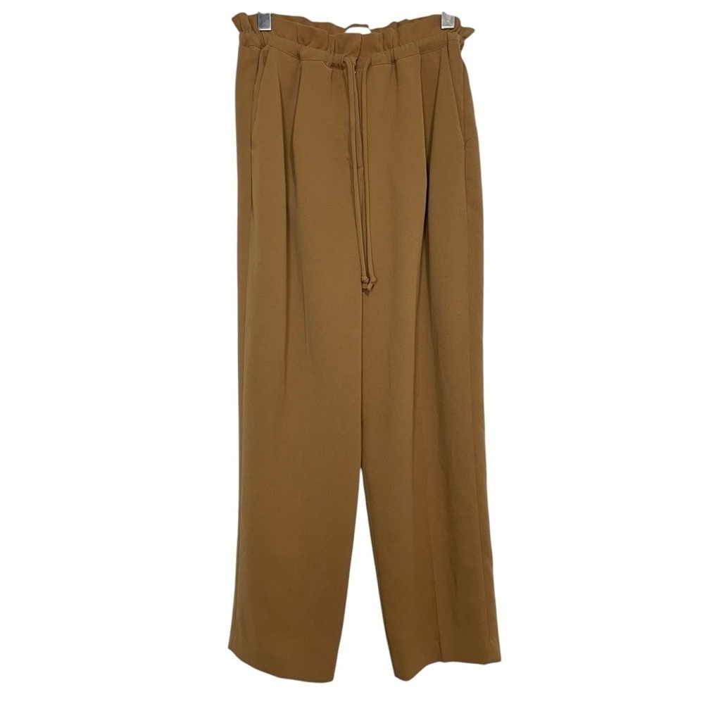 Aritzia Wilfred Pants Wide Leg Tan Size S Office Elastic Waist - Picture 5 of 14